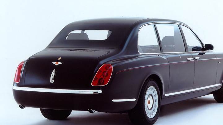 Back Side Pose Of 2001 Bentley State Limousine In Black